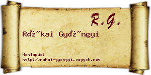 Rákai Gyöngyi névjegykártya